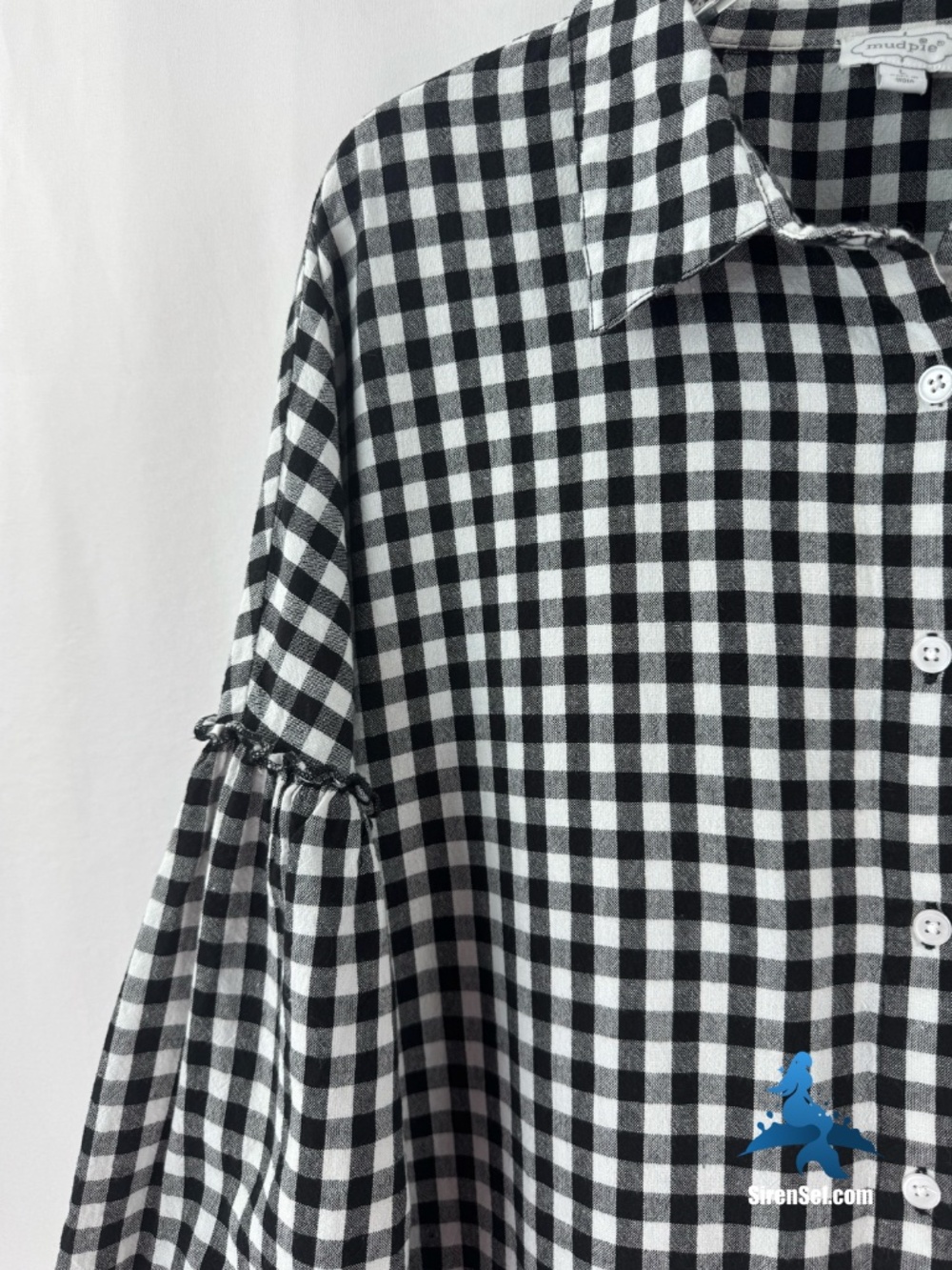 1320 Mud Pie Mary Ruffle Dress – Large – Black White Gingham - Picture 3 of 14